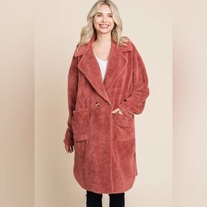 Women's Cozy Pink Teddy Coat